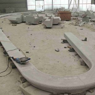 重庆 芝麻白花岗岩弧形花坛石，坐凳石