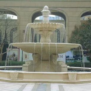 重庆 黄金麻花岗岩异型加工——户外庭院石雕流水喷泉