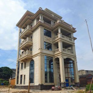 重庆 黄金麻花岗岩石材别墅外墙干挂搭配（雕花栏杆花瓶柱门楼罗马柱）