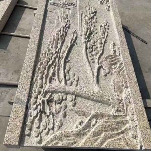 重庆 黄金麻雕刻板浮雕迎客松