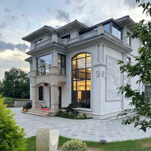 重庆 白麻花岗岩私人别墅干挂石材豪华定制