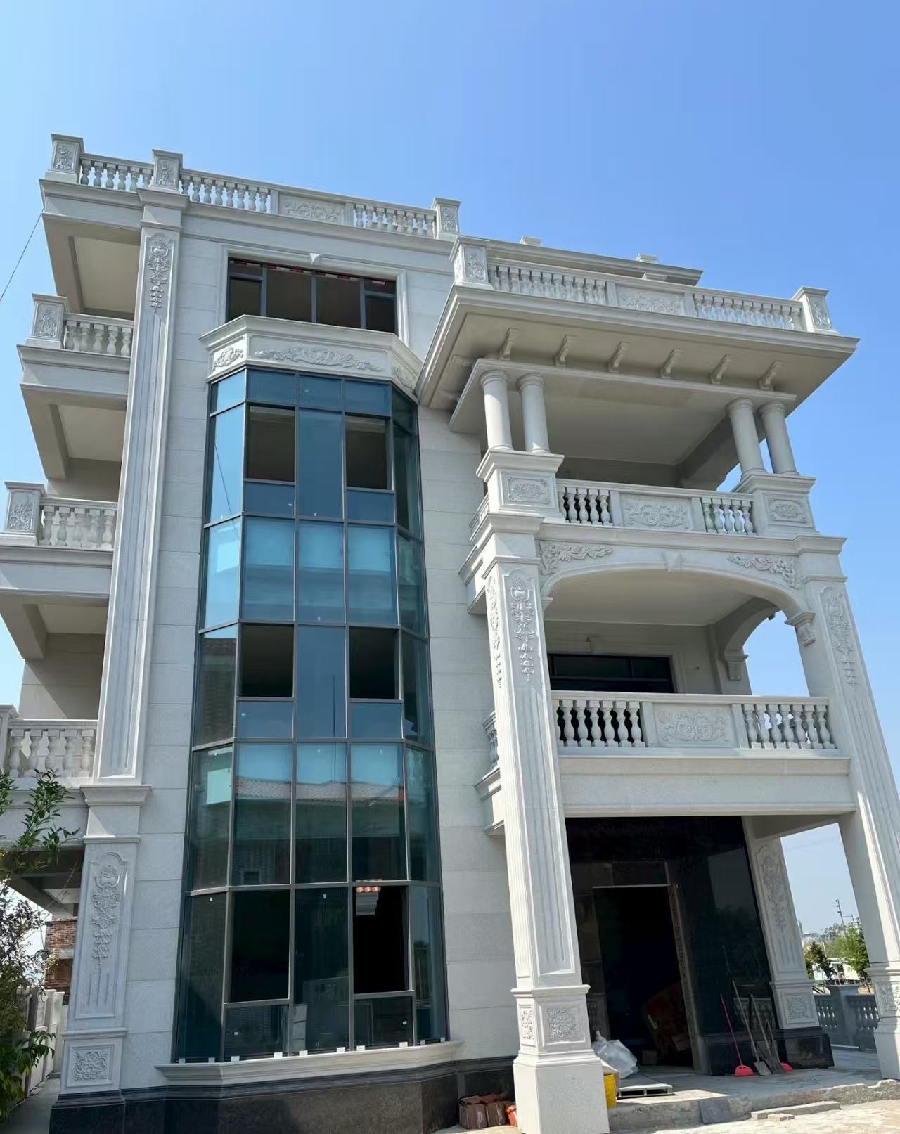 重庆 白麻花岗岩别墅外墙干挂效果展示