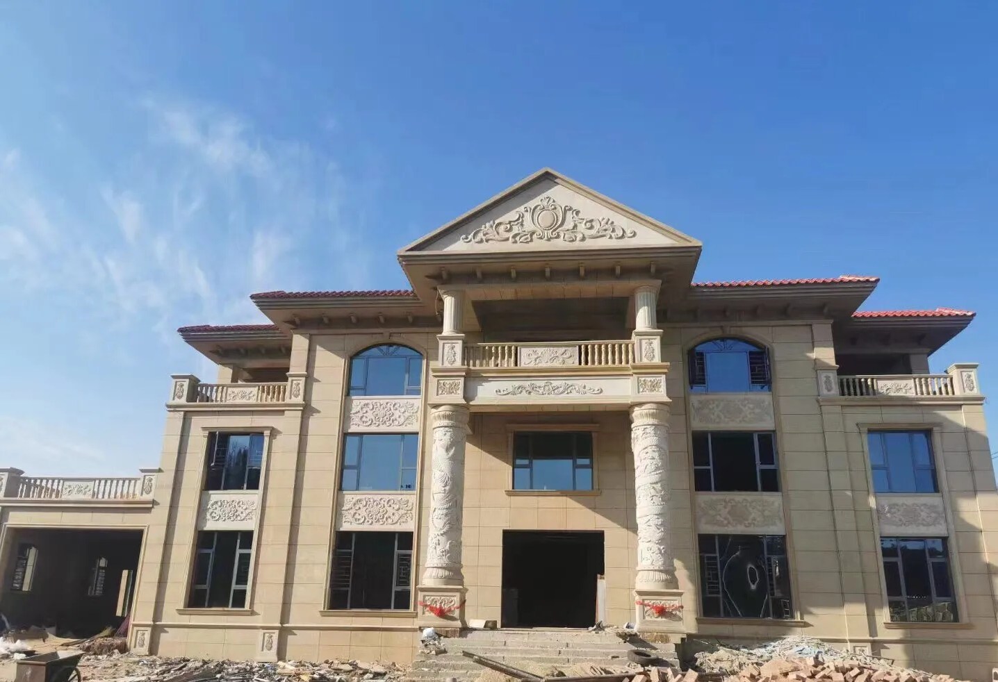 重庆 黄金麻花岗岩别墅外墙干挂