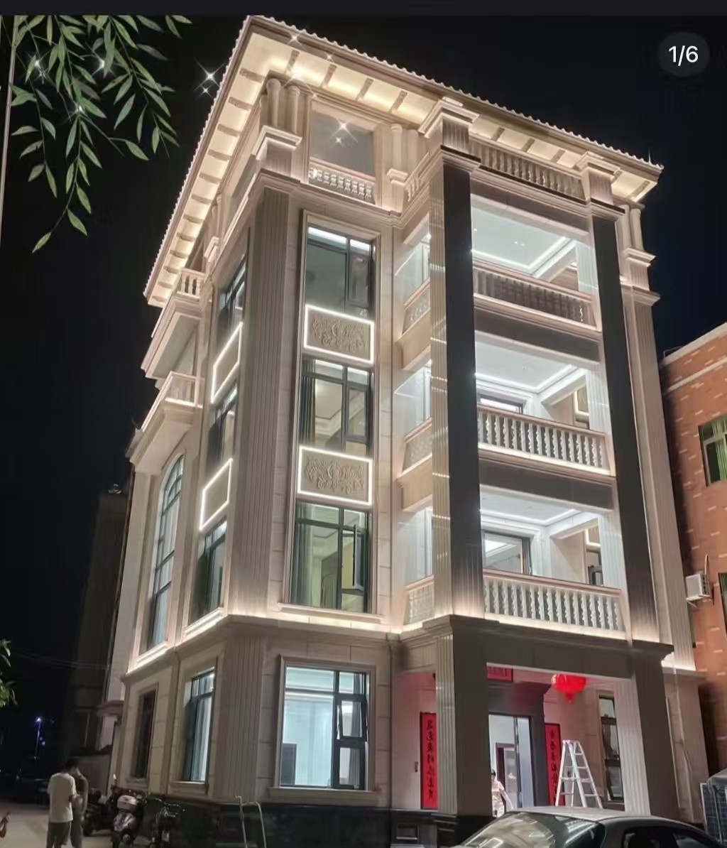 重庆 芝麻白花岗岩别墅外墙夜间效果